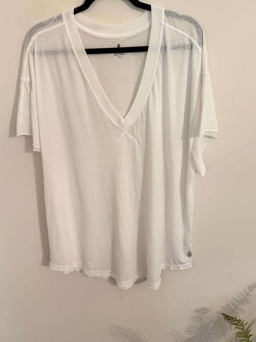 Amour Vert White V-Neck Tee with Black Trim